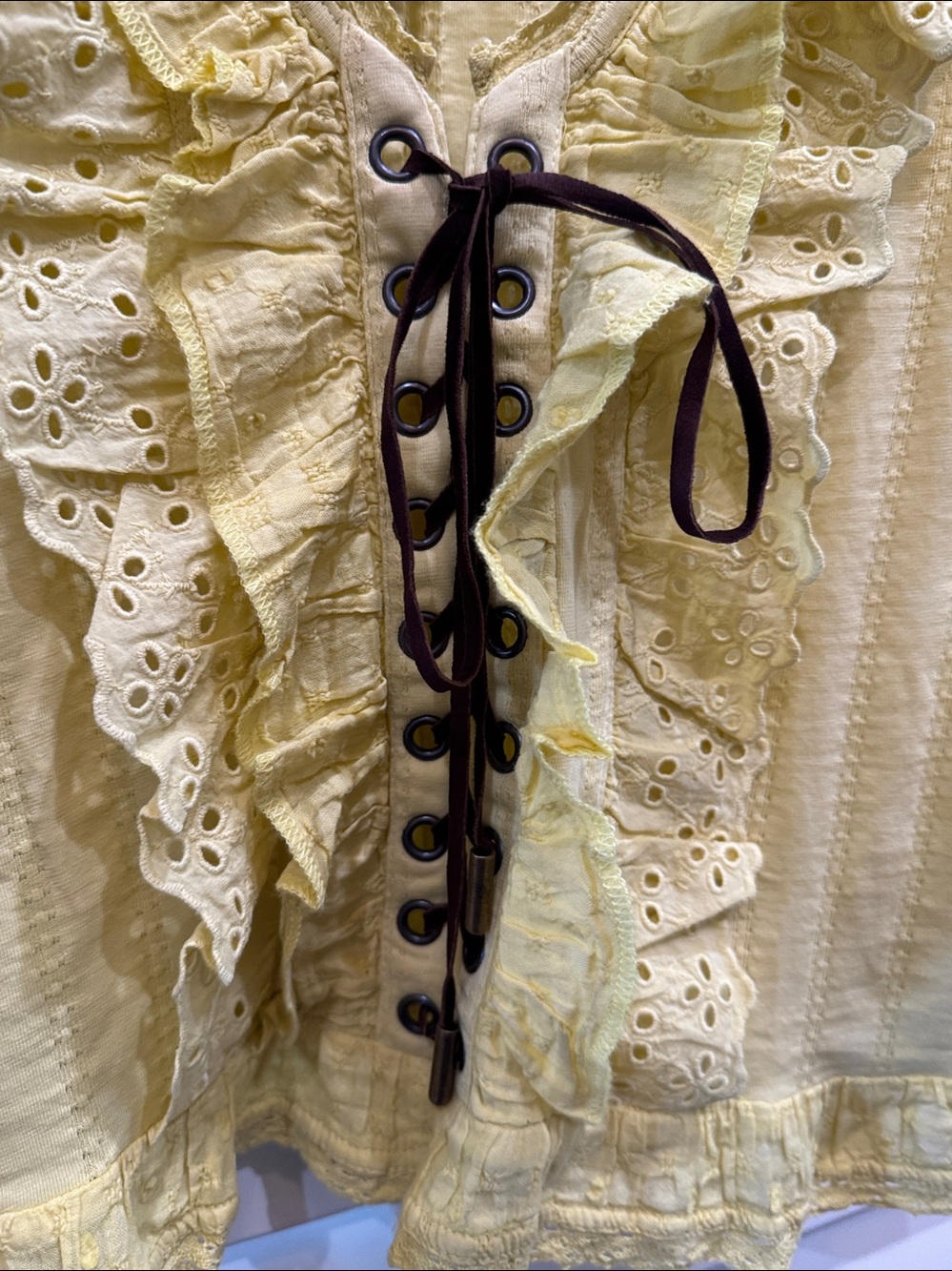Pilcro Lemongrass Eyelet Ruffle Tank - Picture 3 of 8